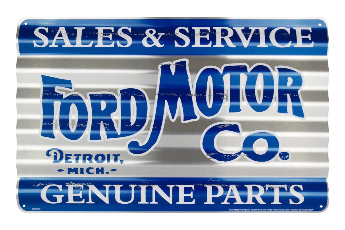 Genuine Parts Sales /& Service Corrugated Aluminium Metal Sign Ford Motor Co